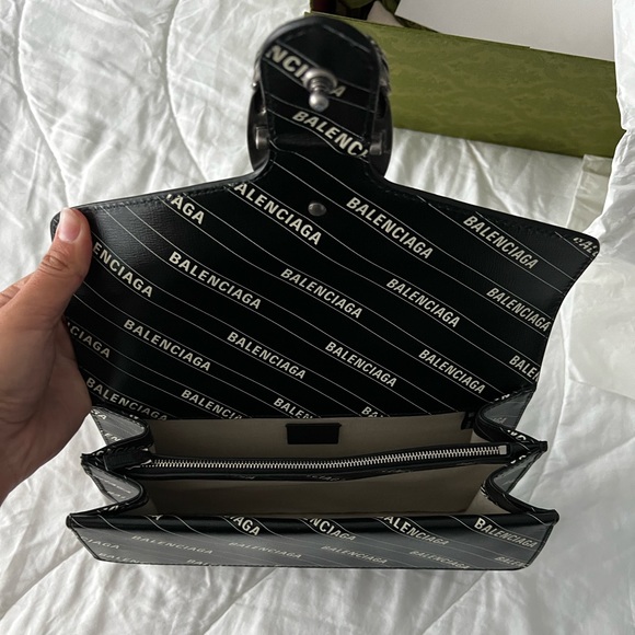 SOLD: GUCCI X BALENCIAGA Calfskin Logo Print Dionysus Shoulder Bag Black - Picture 9 of 12